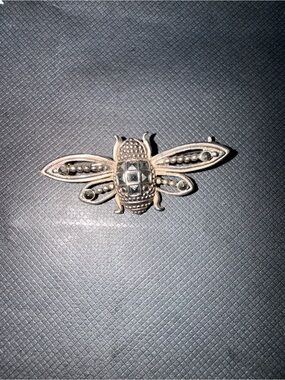 Silver-Tone Bee Accent Broach